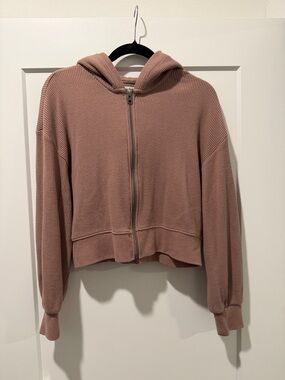 Abercrombie & Fitch Dusty Rose Waffle Zip Hoodie